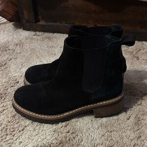 Black Suede Chelsea Booties for Women